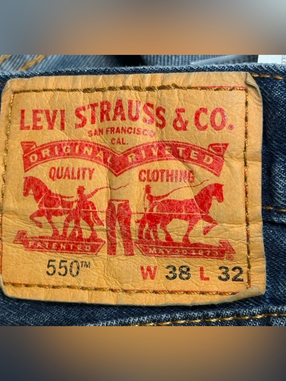 Levi's 550 Relaxed Fit Tapered Leg Jeans Mens Dark Wash Blue 38X32 Msrs 37x31 - Picture 9 of 12
